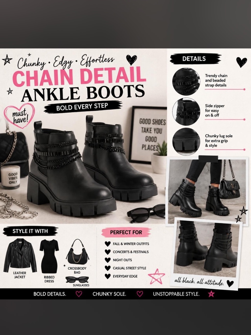 Torrid Edgy Y2K Chain Ankle Moto Boots 🖤⛓️